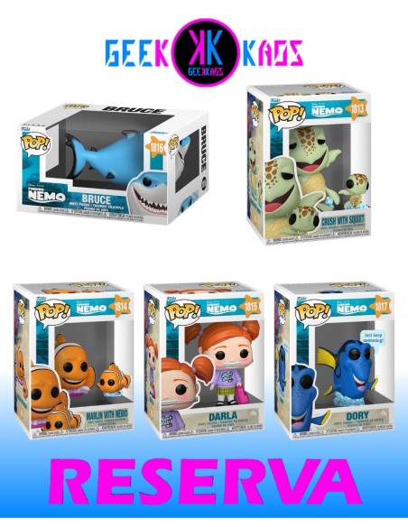 5-PACK - FUNKO POP! FINDING NEMO - CRUSH WITH SQUIRT 1813, MARLIN WITH NEMO 1814, DARLA 1815, BRUSH 1816, DORY 1817