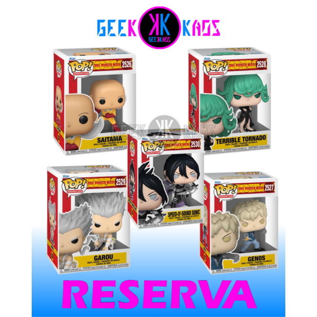 5-PACK - FUNKO POP! ONE PUNCH MAN - SAITAMA 2526, GENOS 2527, TERRIBLE TORNADO 2528, GAROU 2529, SPEED-O 2530