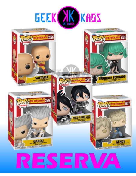 5-PACK - FUNKO POP! ONE PUNCH MAN - SAITAMA 2526, GENOS 2527, TERRIBLE TORNADO 2528, GAROU 2529, SPEED-O 2530