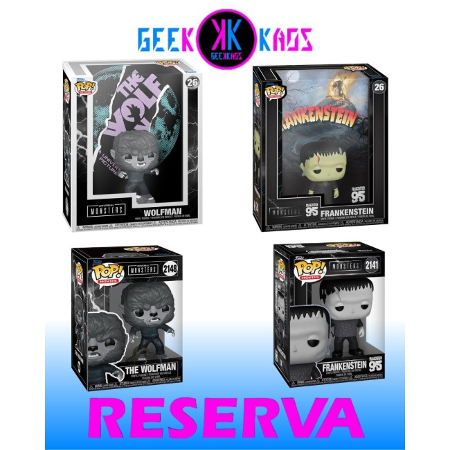 4-PACK - FUNKO POP! MONSTERS - FRANKENSTEIN 2141, WOLFMAN 2148, FRANKENSTEIN 26, WOLFMAN 26