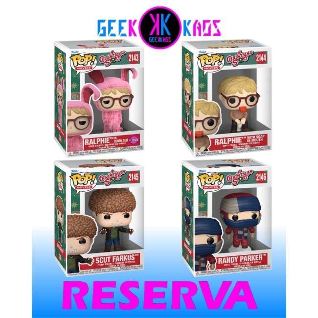 4-PACK - FUNKO POP! A CHRISTMAS STORY - RALPHIE 2143, RALPHIE 2143, SCUT FARKUS 2144, RANDY PARKER 2146
