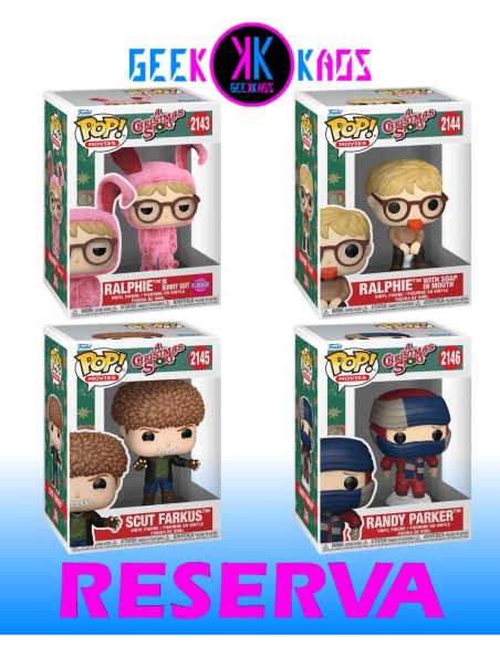4-PACK - FUNKO POP! A CHRISTMAS STORY - RALPHIE 2143, RALPHIE 2143, SCUT FARKUS 2144, RANDY PARKER 2146