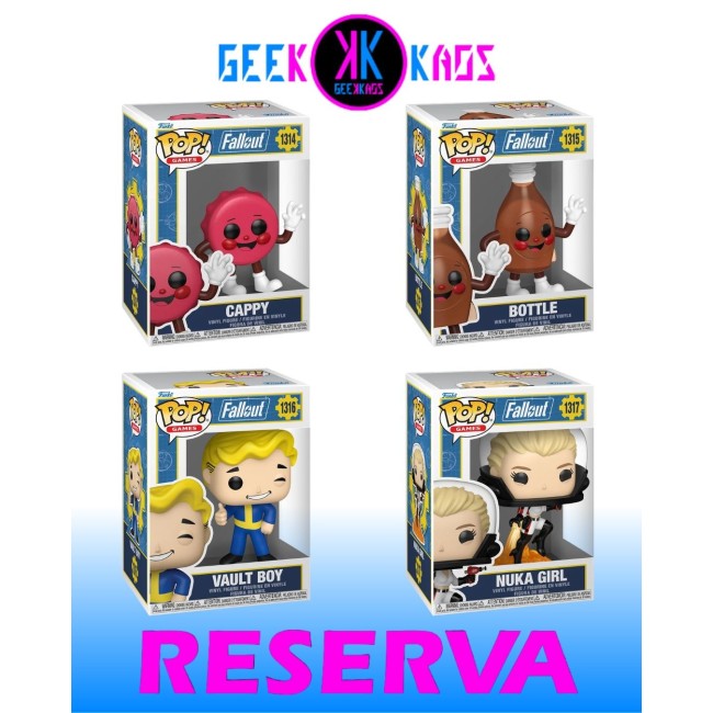4-PACK - FUNKO POP! - FALLOUT - CAPPY 1314, BOTTLE 1315, VAULT BOY 1316, NUKA GIRL 1317