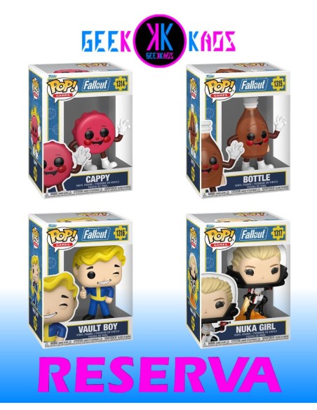 4-PACK - FUNKO POP! - FALLOUT - CAPPY 1314, BOTTLE 1315, VAULT BOY 1316, NUKA GIRL 1317