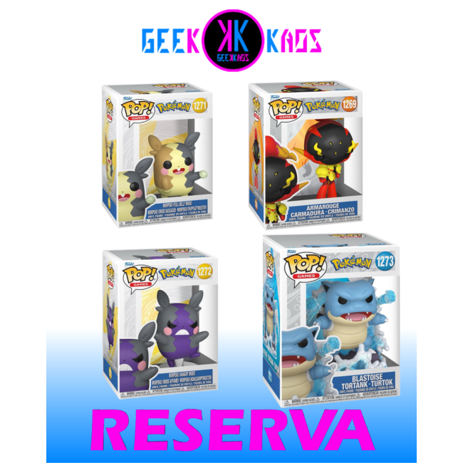 4-PACK - FUNKO POP! -POKEMON - ARMAROUGE 1269, MORPEKO 1271, MORPEKO 1272, BLASTOISE 1273