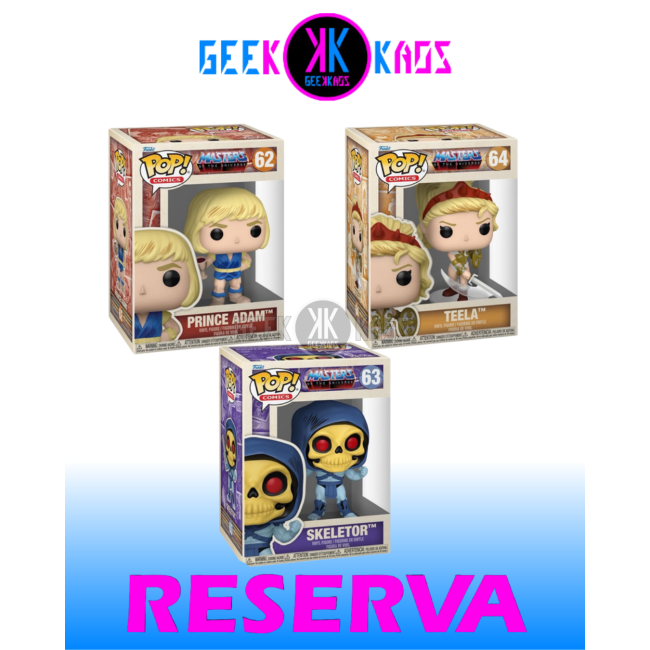 3-PACK - MASTERS OF THE UNIVERSE- PRINCE ADAM 62, SKELETOR 63, TEELA 64