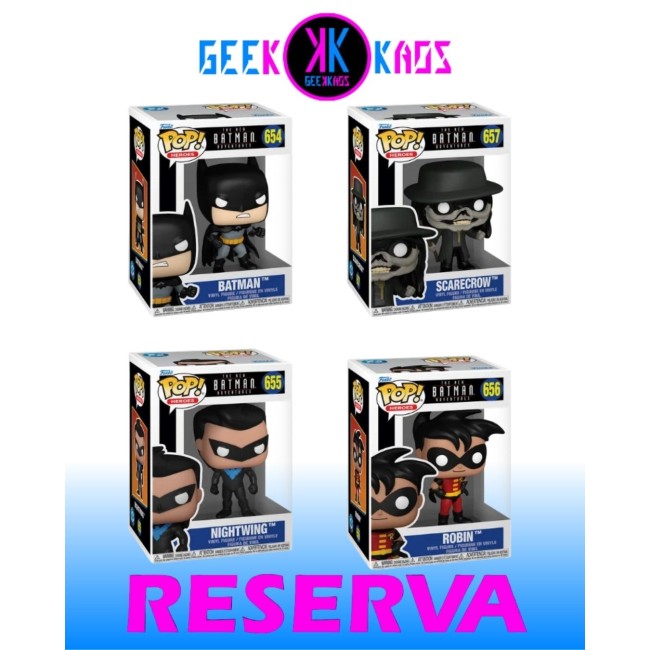 4-PACK - FUNKO POP! THE NEW BATMAN ADVENTURES - BATMAN 654, NIGHTWING 655, ROBIN 656, SCARECROW 657