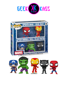 5-PACK - FUNKO POP! - MARVEL - SPIDER-MAN / IRON MAN / CAPTAIN AMERICA / HULK / BLACK PANTHER