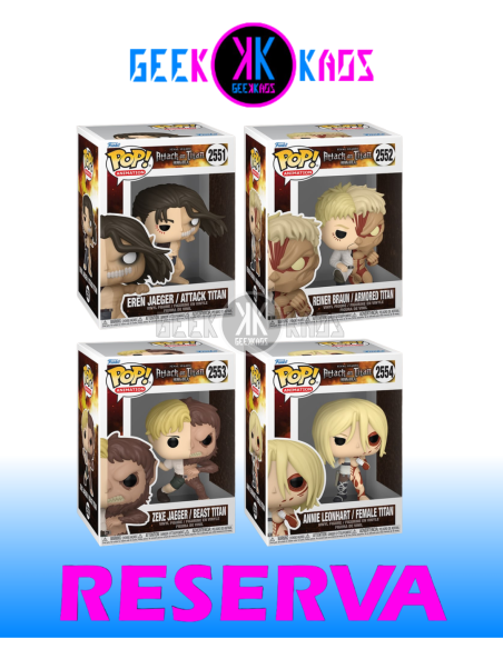4-PACK - FUNKO POP! ATTACK ON TITAN - EREN JAEGER 2251, REINER BRAUN 2252, ZEKE JAEGER 2253, ANNIE LEONHART 2254