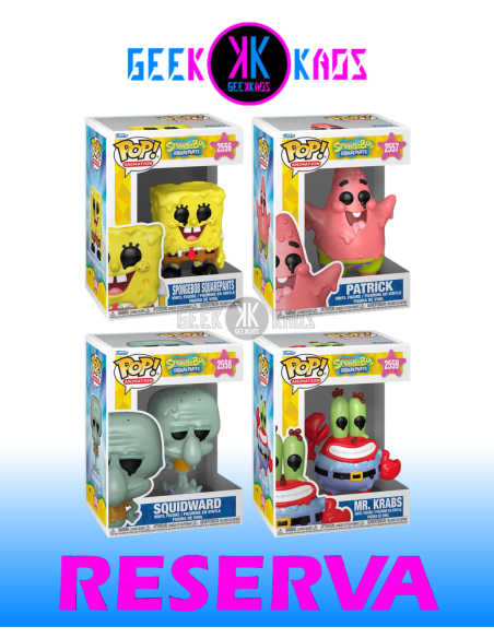 4-PACK - FUNKO POP! - SPONGEBOB- SPONGEBOB 2556, PATRICK 2557, SQUIDWARD 2558, MR.KRBS 2559