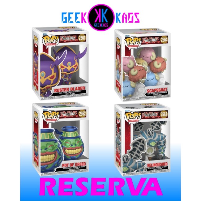 4-PACK - FUNKO POP! - YU-GI-OH! - BUSTER BLADER 2561, POT OF GREED 2562, RELINQUISHED 2563, SCAPEGOAT 2564