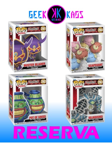 4-PACK - FUNKO POP! - YU-GI-OH! - BUSTER BLADER 2561, POT OF GREED 2562, RELINQUISHED 2563, SCAPEGOAT 2564