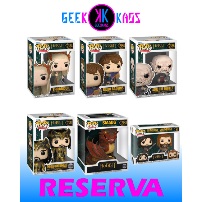 6-PACK - FUNKO POP! - THE HOBBIT - THRANDUL 2184, BILBO 2185, AZOG 2186, THORIN 2187, SMAUG 2188, KILI & FILI