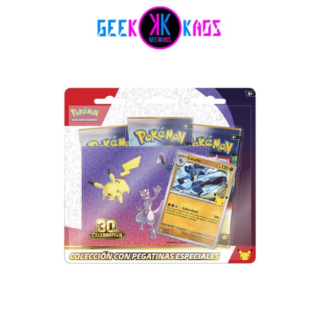 POKEMON TCG - CELEBRACION 30 ANIVERSARIO - COLECCION CON PEGATINAS ESPECIALES (LUCARIO) - ESPAÑOL