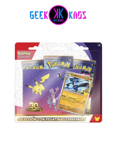 POKEMON TCG - CELEBRACION 30 ANIVERSARIO - COLECCION CON PEGATINAS ESPECIALES (LUCARIO) - ESPAÑOL