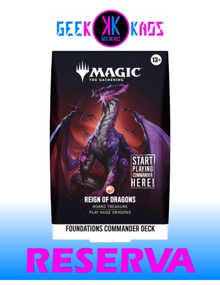 MAGIC: THE GATHERING - REALIDAD FRACTURADA FOUNDATIONS COMMANDER DECK - REIGN OF DRAGONS- INGLES