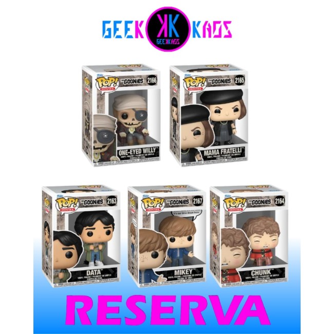 5-PACK - FUNKO POP! - THE GOONIES - DATA 2163, CHUNK 2164, MAMA FRATELLI 2165, ONE-EYED WILLY 2166, MIKEY 2167