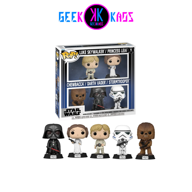 5-PACK - FUNKO POP! - STAR WARS - LUKE SKYWALKER / LEIA / CHEWBACCA / DARTH VADER / STROMTROOPER
