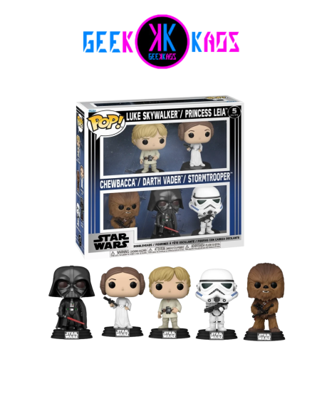 5-PACK - FUNKO POP! - STAR WARS - LUKE SKYWALKER / LEIA / CHEWBACCA / DARTH VADER / STROMTROOPER