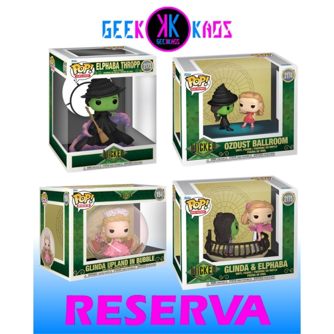 4-PACK - FUNKO POP! - WICKED - ELPHABA THROPP 2173, OZDUST BALLROOM 2174, GLINDA & ELPHABA 2175, GLINDA UPLAND IN BUBBLE 154