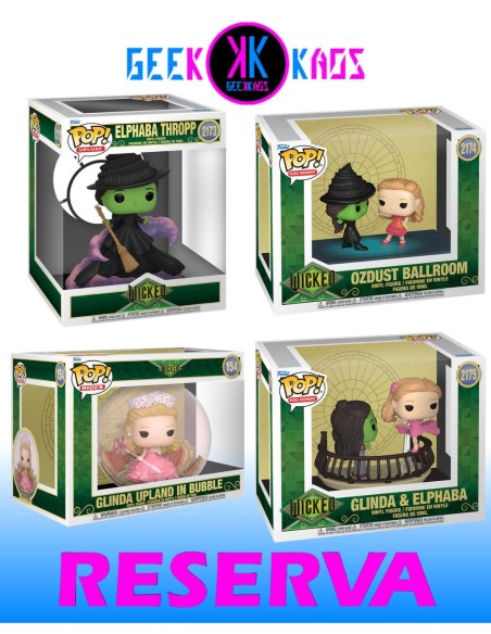 4-PACK - FUNKO POP! - WICKED - ELPHABA THROPP 2173, OZDUST BALLROOM 2174, GLINDA & ELPHABA 2175, GLINDA UPLAND IN BUBBLE 154
