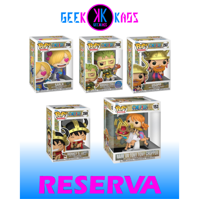 5 -PACK FUNKO POP! - ONE PIECE - SANJI 2566, USOPP 2567, ZORO 2568, LUFFY 2569 , NAMI ON TONY TONY CHOPPER 153