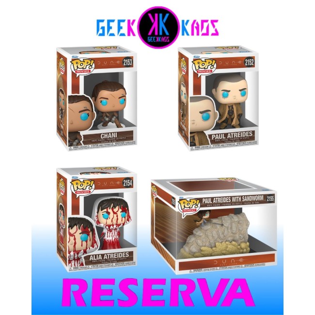 4-PACK - FUNKO POP! DUNE - PAUL ATREIDES 2152, CHANI 2153, ALIA ATREIDES 2154, PAUL ATREIDES WITH SANDWORM 2155