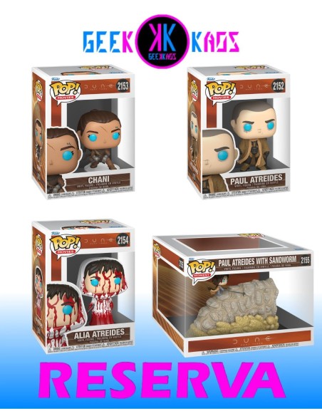 4-PACK - FUNKO POP! DUNE - PAUL ATREIDES 2152, CHANI 2153, ALIA ATREIDES 2154, PAUL ATREIDES WITH SANDWORM 2155