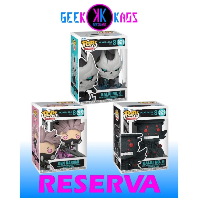3-PACK - FUNKO POP! - KAIJU NO. 8 - KAIJU NO. 8 2621, GEN NARUMI 2622, KAIJU NO. 9 2623