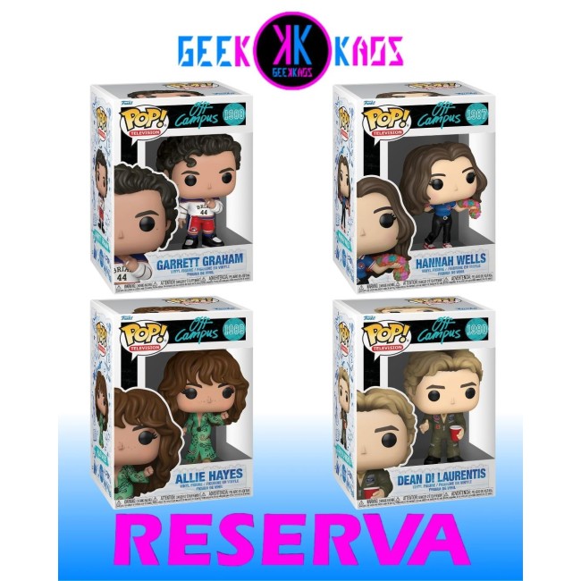 4-PACK - FUNKO POP! OFF CAMPUS - HANNAH WELLS 1987, GARRET GRAHAM 1988, ALLIE HAYES 1989, DEAN DI LAURENTIS 1990