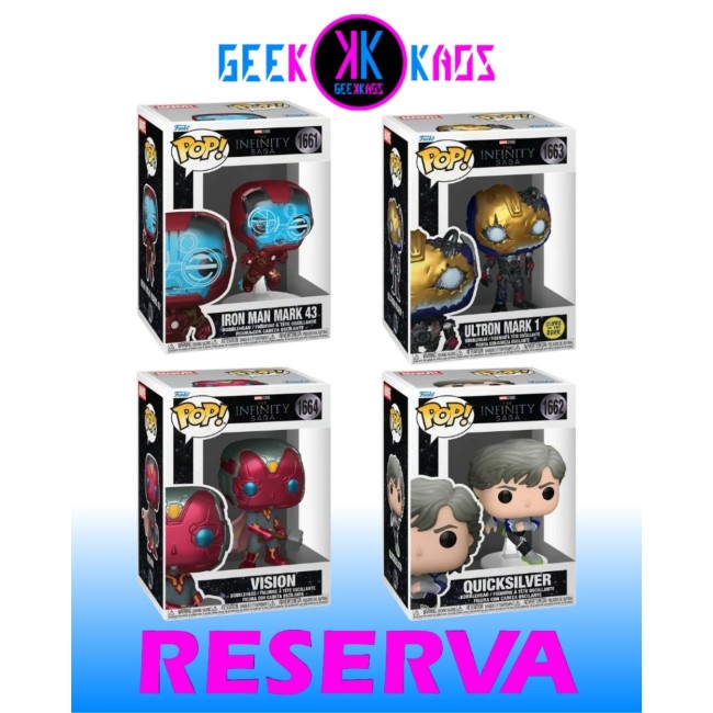 4-PACK - FUNKO POP! INFINITY SAGA - IRON MAN MARK 43 1661, QUICKSILVER 1662, ULTRON MARK 1 1663, VISION 1664