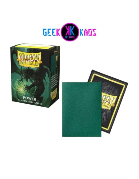 FUNDAS TCG - STANDARD MATTE DUAL - POWER - VERDE METALICO - 100 UND - DRAGON SHIELD