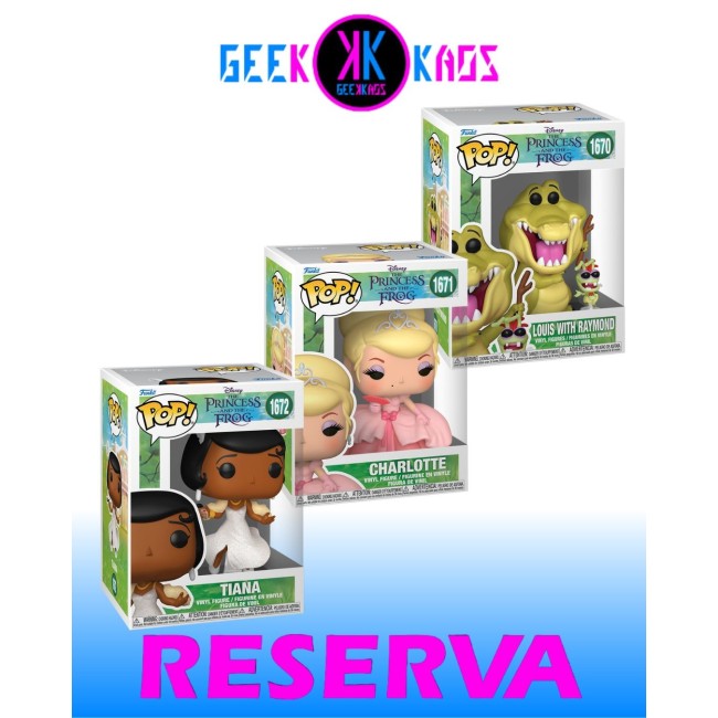 3-PACK - FUNKO POP! THE PRINCESS AND THE FROG - LOUIS WITH RAYMOND 1670, CHARLOTTE 1671, TIANA 1672